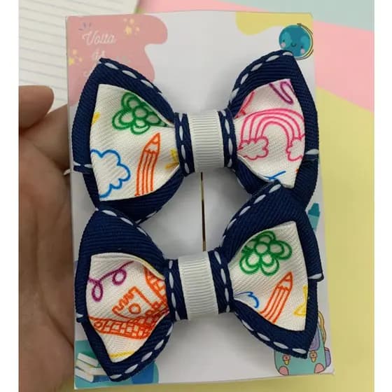 Parzinho laço escolar - Laço infantil - Laço na presilha