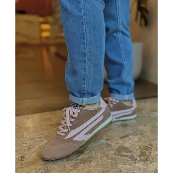 Tênis Casual Fermina Camurça Areia Rosa Bebê