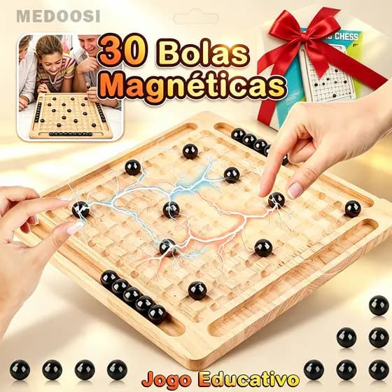 Xadrez Magnético de Madeira Portátil Jogo de Tabuleiro Infantil + 30 Peças Educativo Interação para Crianças Brinquedo