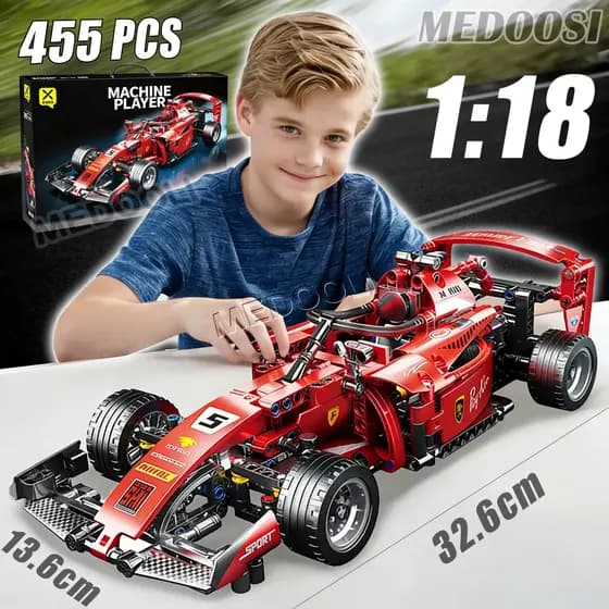 Carrinho F1 Ferrari Blocos de Montar | 455 Peças Compatíveis Modelo de Decoração para Fãs