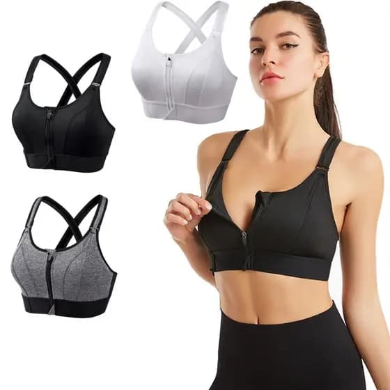 Sutiã Top academia top alto impacto Ajustável Com Zíper Frontal sutiã superior de fitness para ioga