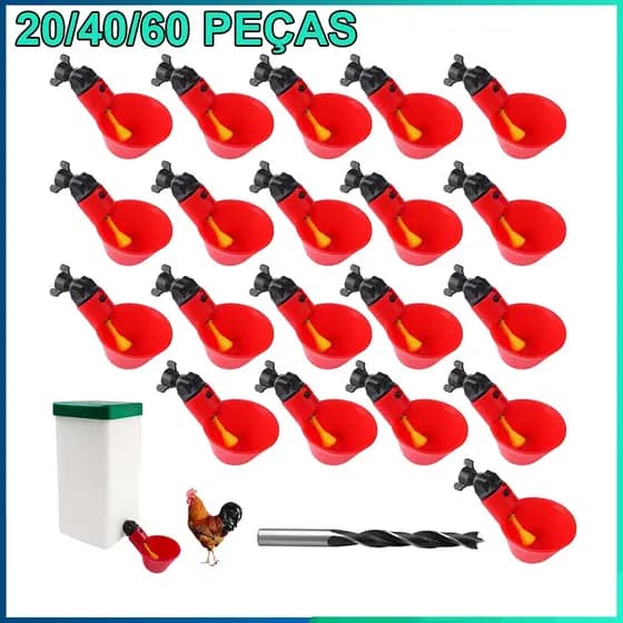 20/40/60 conjunto bebedouro para pombos, fonte automática para beber aves, alimentador de galinha, copo para beber frang