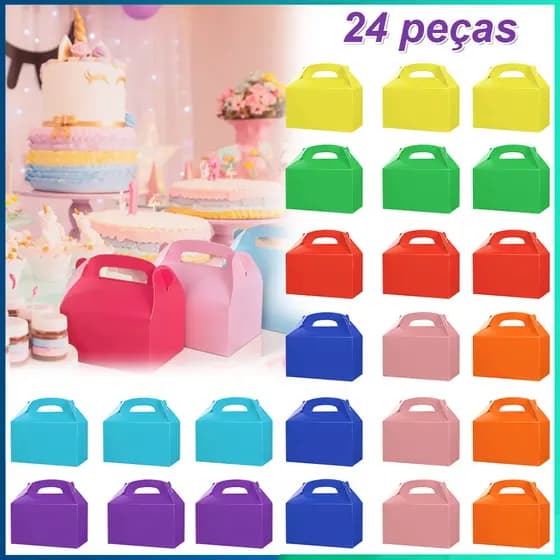 24 Caixa maleta kit escolar, lancheira de papel, presente, lembrancinha Caixa de presente para festas
