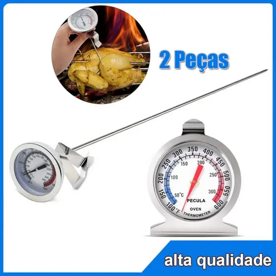 2 Peças Termômetro Culinário Tipo Espeto Digital De Cozinha 50°-300°/0-300°