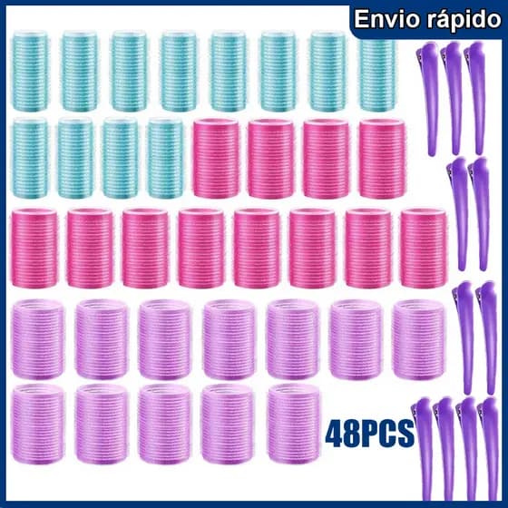 48Pcs Meninas Auto Aperto Rolo De Cabeleireiro/Hair Curler Multi Size Home Salon Styling Ferramenta De Cabelo Franja