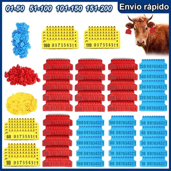 50 Peças Brinco Bovino para Gado Numerado de 01 a 200