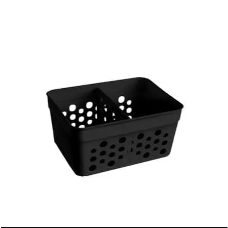Mini Cesta de Plástico Preta com Divisória para Pegboard