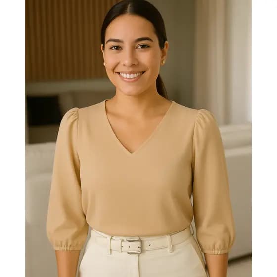 Blusa feminina Duna social 3/4 princesa Tendência P ao G1 Moda Evangélica