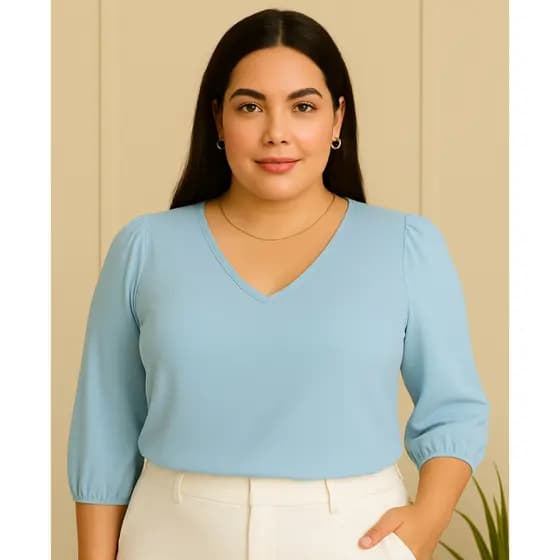 Blusa feminina Duna social 3/4 princesa Tendência P ao G1 Moda Evangélica