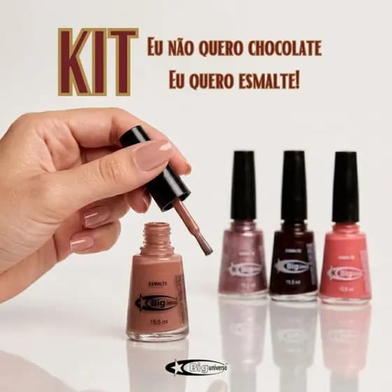 Kit 4 Esmaltes Big Universo Páscoa 2025 – Edição Especial "Não Quero Chocolate" 15,5ml
