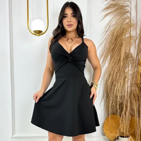 Vestido Feminino Alcinha Decote Com Bojo Curto Soltinho Rodado