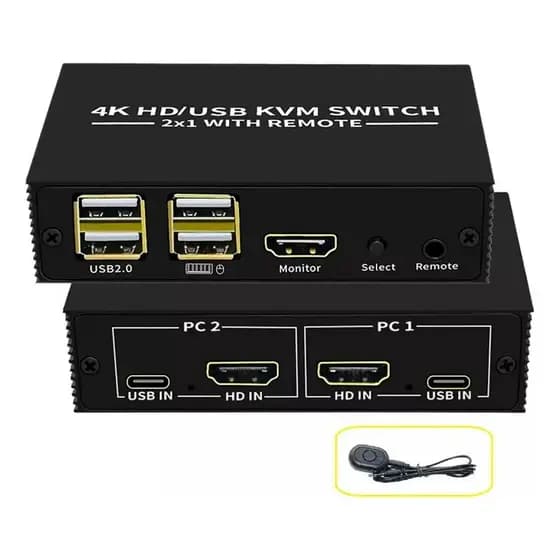 Switch Chaveador E Seletor Usb Kvm Hdmi 2 Portas Mouse Tecla