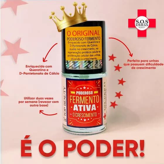 Top Beauty SOS Unhas Fermento Ativa – Crescimento e Fortalecimento