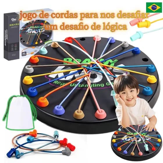 Quebra-Cabeça de Desembaraçar Corda Jogo de Cordas Educativo Jogo de Desafio para Treino Motora Brinquedo de Lógica