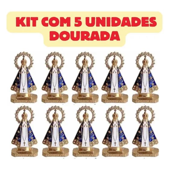 Imagem Em Miniatura Da Nossa Senhora Aparecida Metal Car Office Kit 5 Unidades Com Coroa