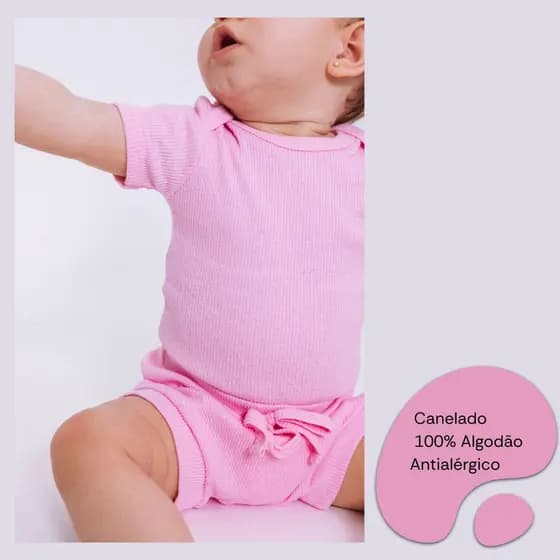 Conjunto Body Manga Curta e Tapa Fralda Canelada Premium 01