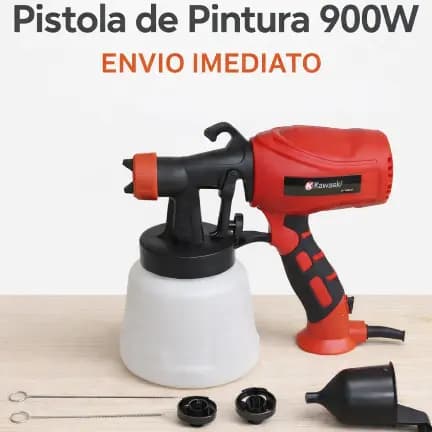 Pistola de Pintura Elétrica 900W Pulverizador Spray 1L Profissional Para Parede Portão Madeira