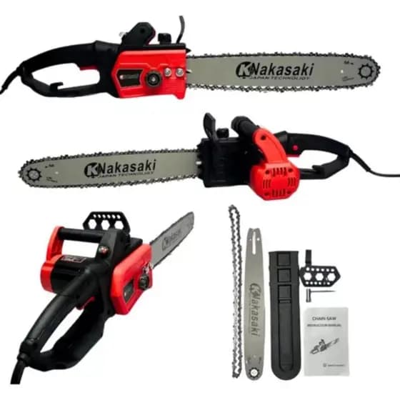 Motosserra Elétrica 1600W Profissional Sabre 16" Nakasaki – Potente para Corte de Madeira e Jardim