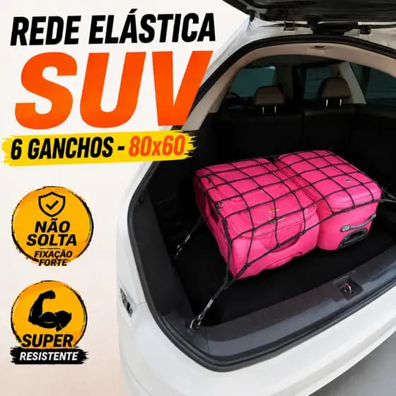 Rede Aranha Elástica 60x80 -Bagageiro Porta Mala Transporta Mercadoria Entrega