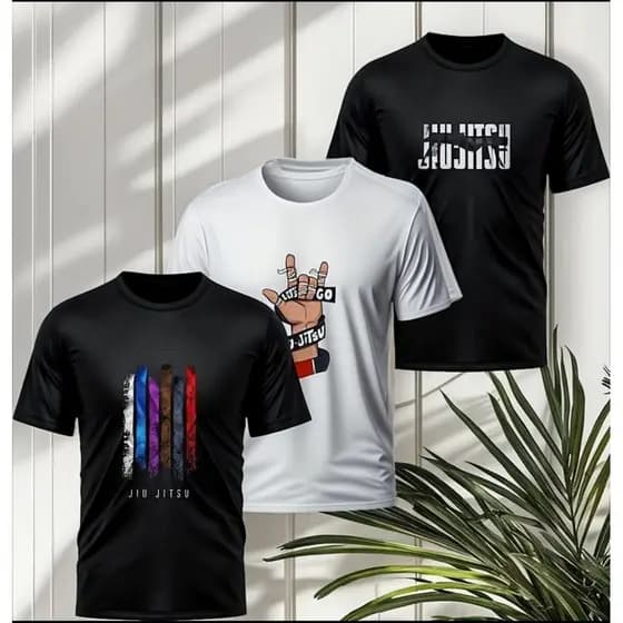 Kit 3 Camisetas 100% Algodão Camisa De Treino Luta Jiu Jitsu