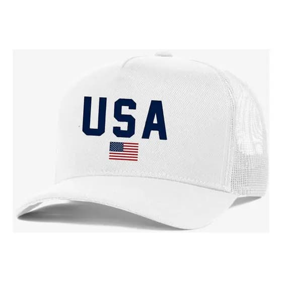 Boné Trucker Branco Liso Redinha Eua Usa Estados U Aba Curva