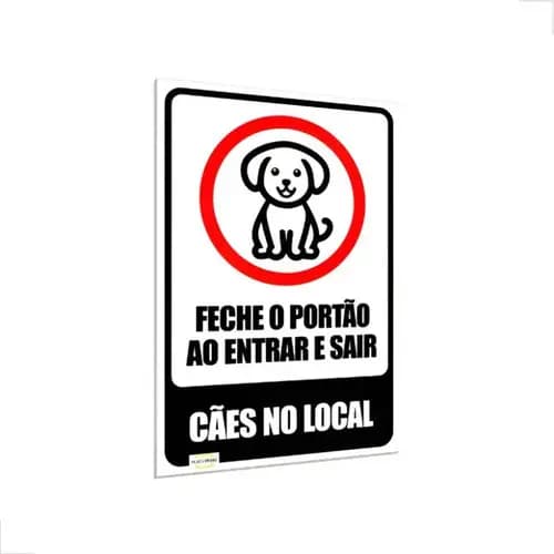 Placa Aviso Cachorros No Local Manter Porta Fechada 30x20cm Branco