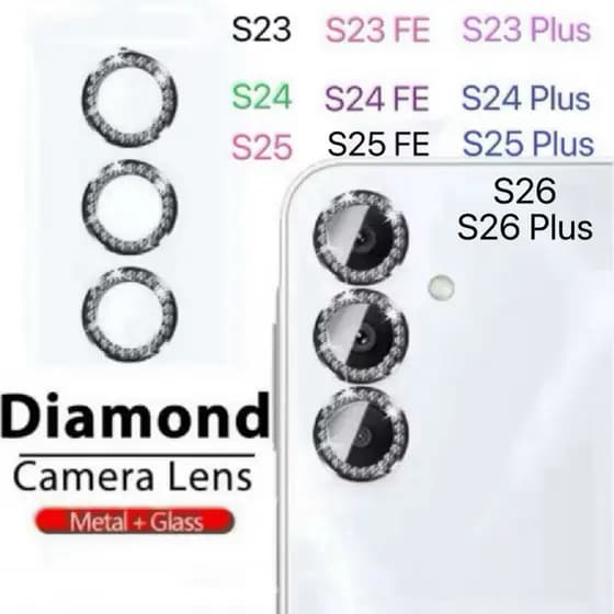 Kit Película Lente Câmera Brilho brilhante Diamante Para Samsung Galaxy S26 S23 FE Plus S24 FE S24 Plus s25 Plus Edge