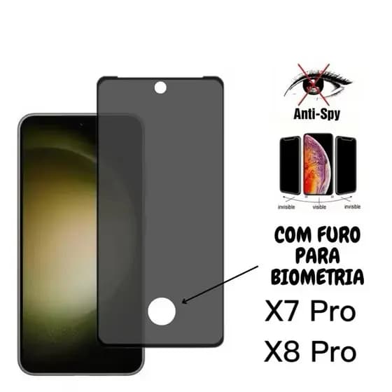 Película de vidro 3D Privacidade Anti com furo Spy Para Redmi Poco X7 X8 Pro X8 Promax