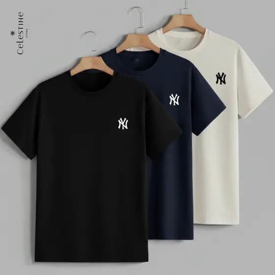 Kit 3 Camisetas Masculinas Estampa Nova Iorque Algodão Streetwear