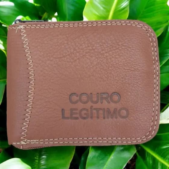 Carteira De ziper de Couro Masculina