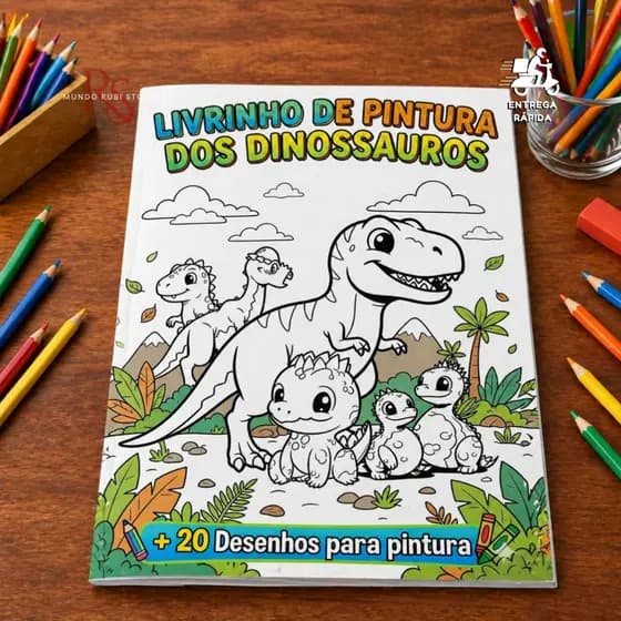 Livro para Colorir Dinossauros 40 Desenhos Grandes Infantil Educativos Pintura Tamanho A5 Top