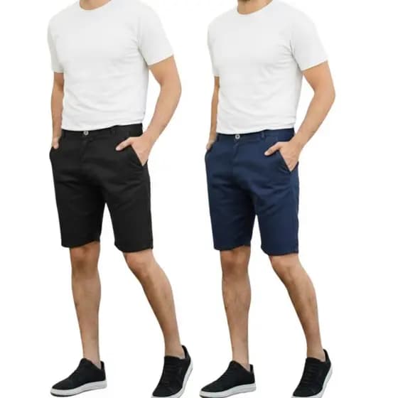 Kit 2 Bermudas Esporte Fino Slim Confort Sarja Esporte Fino Bolso Embutido Elastano Sport