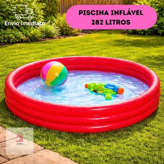 Piscina Inflável Pequena 282 Litros PVC Reforçado Leve Portátil Fácil de Montar e Limpar