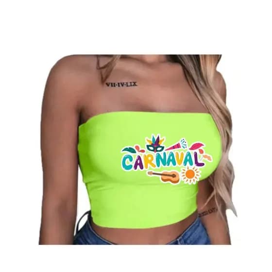 TOP FAIXA ESTILO CROPPED ESTAMPA CARNAVAL E FOLIA 2026