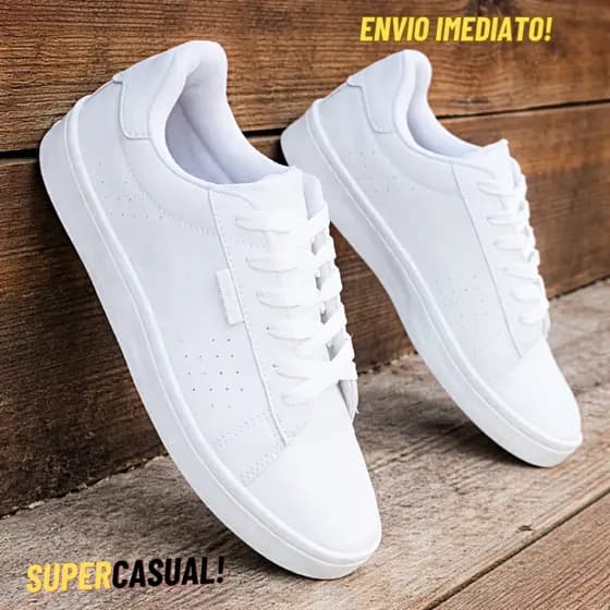 Sapatenis masculino branco casual confotavel couro sintetico