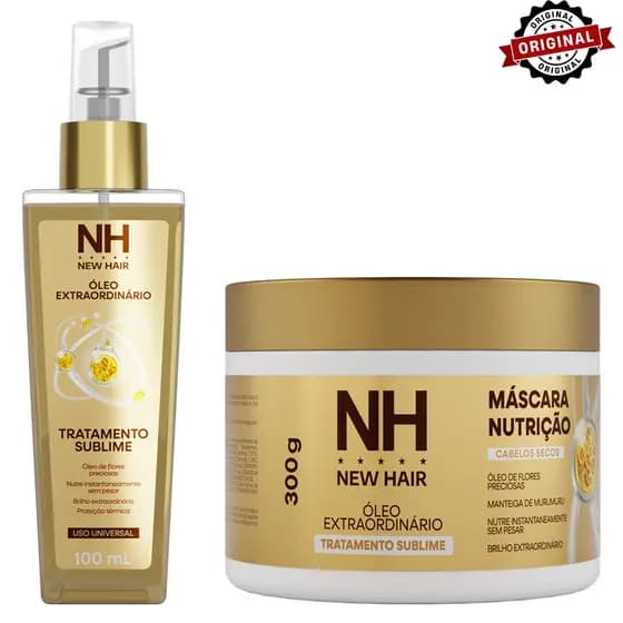 Óleo Extraordinário 100ml NEW HAIR + Máscara Extraordinário 300g NEW HAIR | Fio sedoso e protegido