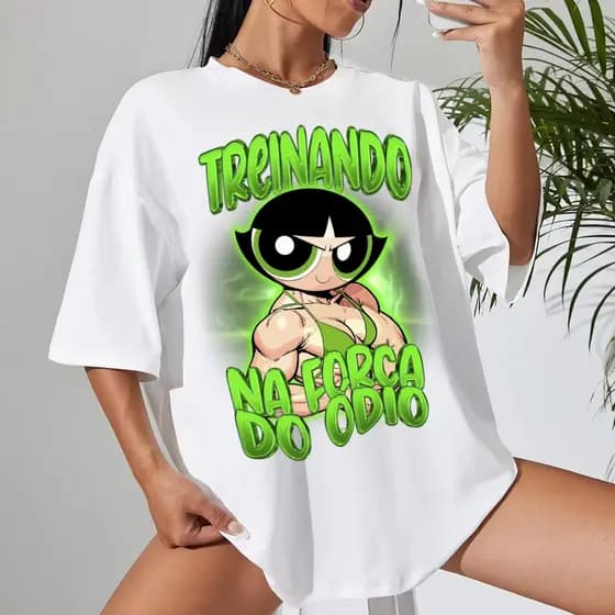 Camiseta Feminina Treinando na Força do Ódio Gola redonda Camisa Casual 100% Algodão Premium Lançamento Minimalista
