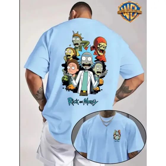 Camiseta Masculina Rick and Morty Estampa Divertida e Colorida Descontraido