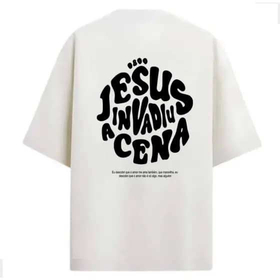 Camiseta Masculina Estampa Jesus Invadiu a Cena Streetwear Premium 100% Algodão Casual