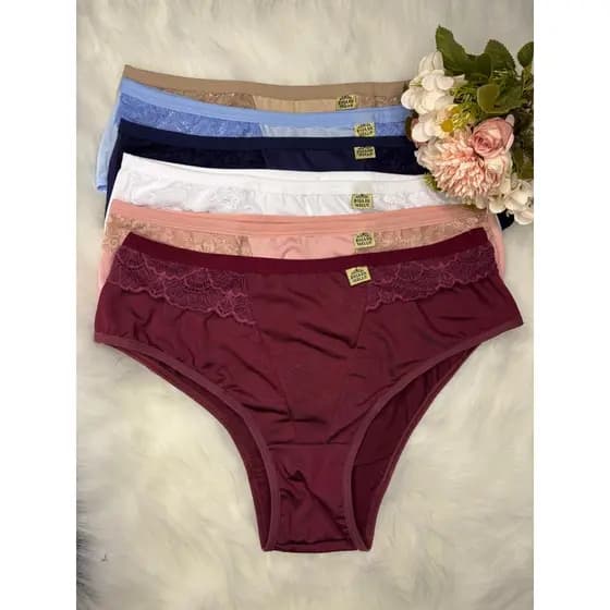 Kit 10 Calcinhas Conforto Plus Size Renda Tamanho 48 50 52 Elegante Feminina Adulto Forro Algodão
