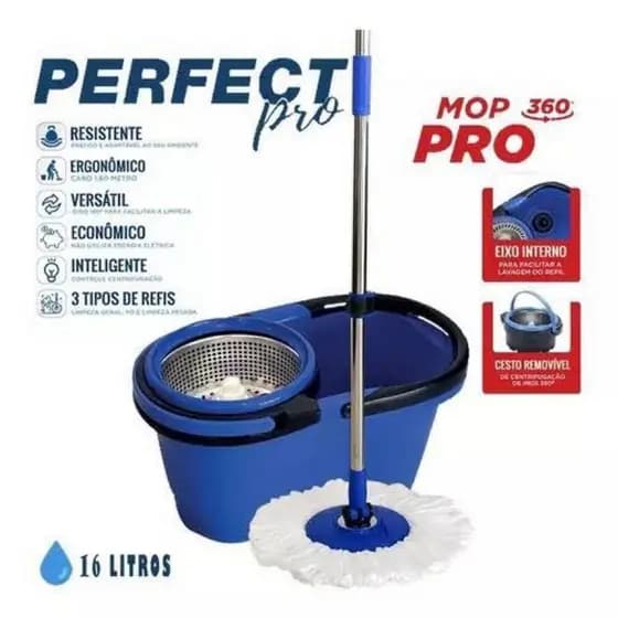 MOP GIRARORIO PERFECT PRO 360, cesto de inox e 3 refil