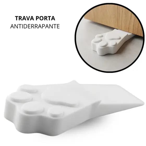 Trava Porta Antiderrapante Patinha Pet Trava Porta Não Bate Vento Gato Cachorro