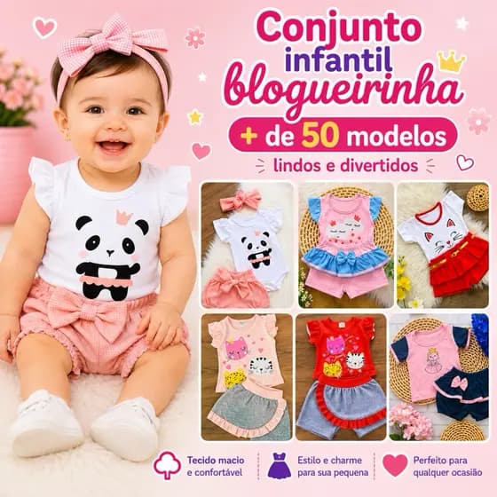 kit 4 a 10 peças roupa infantil feminina blogueirinha - roupa para bebê menina conjunto menina infantil