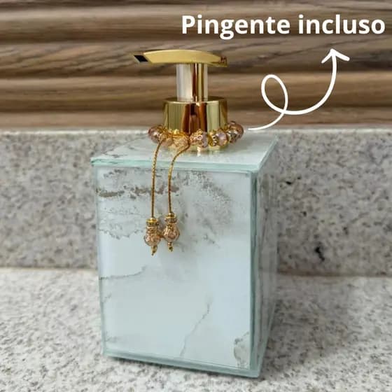 Saboneteira Liquido De Vidro Decorativo Efeito Mármore