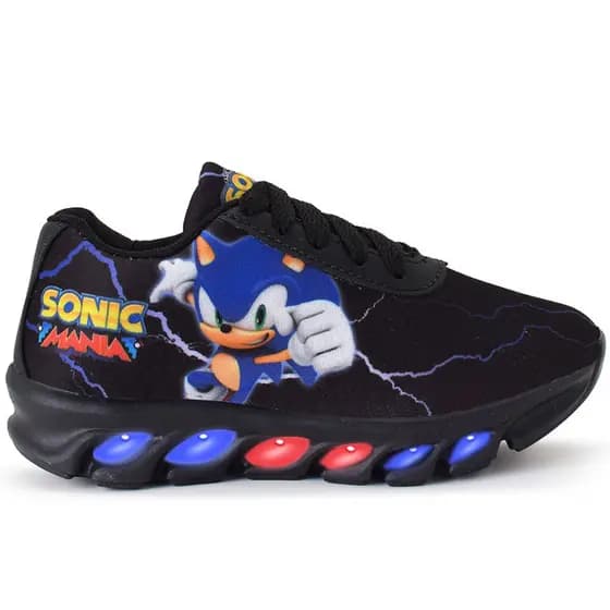 Tênis Infantil Sonic Com Led Super Confortável e Leve Lançamento