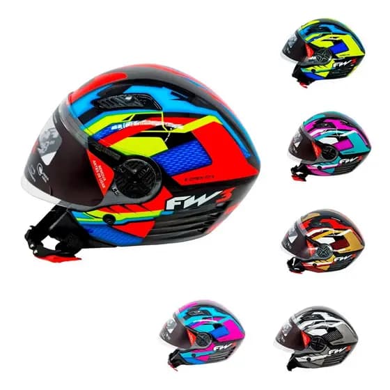 Capacete Aberto FW3 X Open UP Fox Com óculos escuro Interno