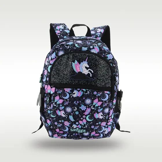 Mochila Escolar Infantil Meninas Preta Nebulosa Unicórnio 7-12 Anos De Idade 16 Polegadas Bolsas Infantis