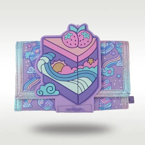 Carteira Infantil Meninas Roxo Arco-Íris Saco De Cartão De Bebida Sacos De Embreagem Com Três Dobras 5 Polegadas Bolsa D