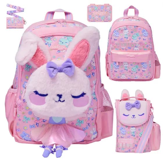 Mochila Escolar Infantil Meninas Rosa Ballet Coelho Modelagem Saco 4-7 Anos De Idade 14 Polegada Crianças Sacos