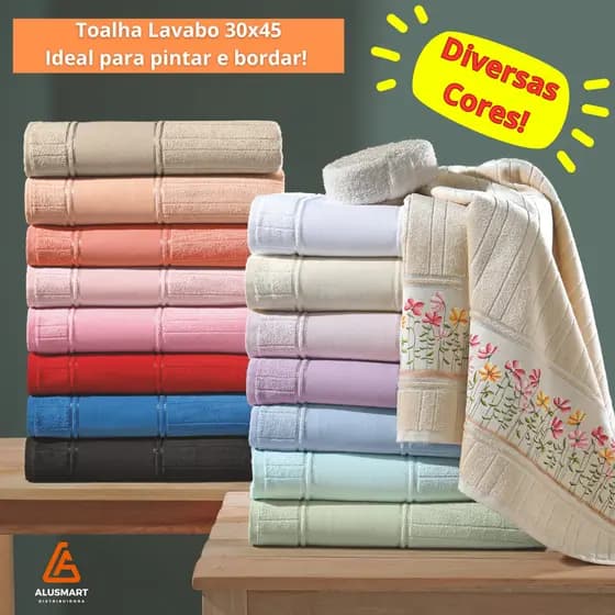 Toalha Lavabo Dohler 30x45cm Velour Artesanalle – Para Bordar e Pintar – Várias Cores